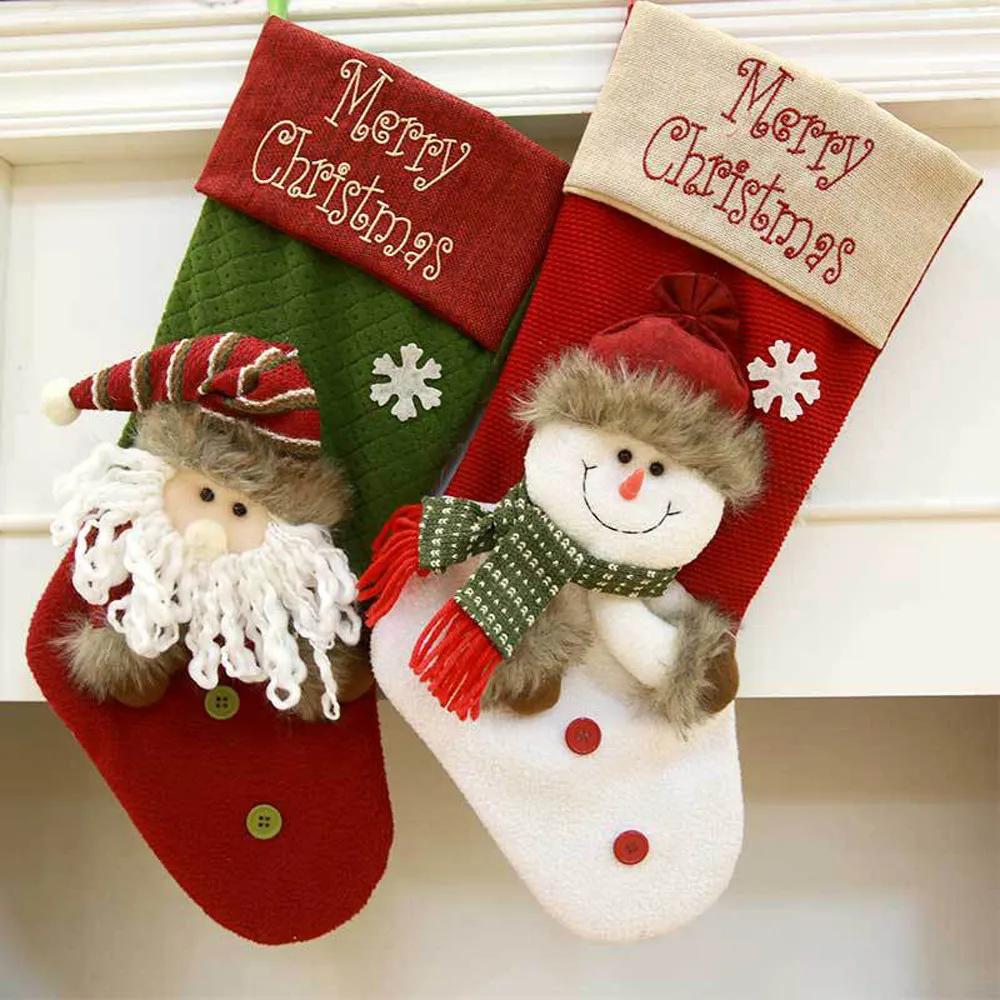 Christmas Gift Stockings 3 Colors Big Capacity Christmas Gift Bag Christmas Socks For Presents
