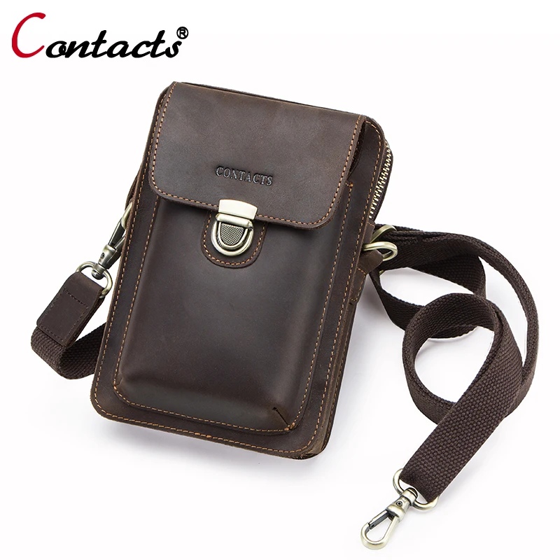 

CONTACT'S Genuine Leather Handbags Men Bags Designer Crossbody Bags For Men Famous Brand Man Handbags 2018 Men Messenger Bags