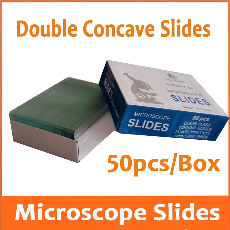 

50pcs Reusable Laboratory Educational Double Concave Microscope Blank Glass Slides for Medical School 25.4x76.2mm 1" x 3"