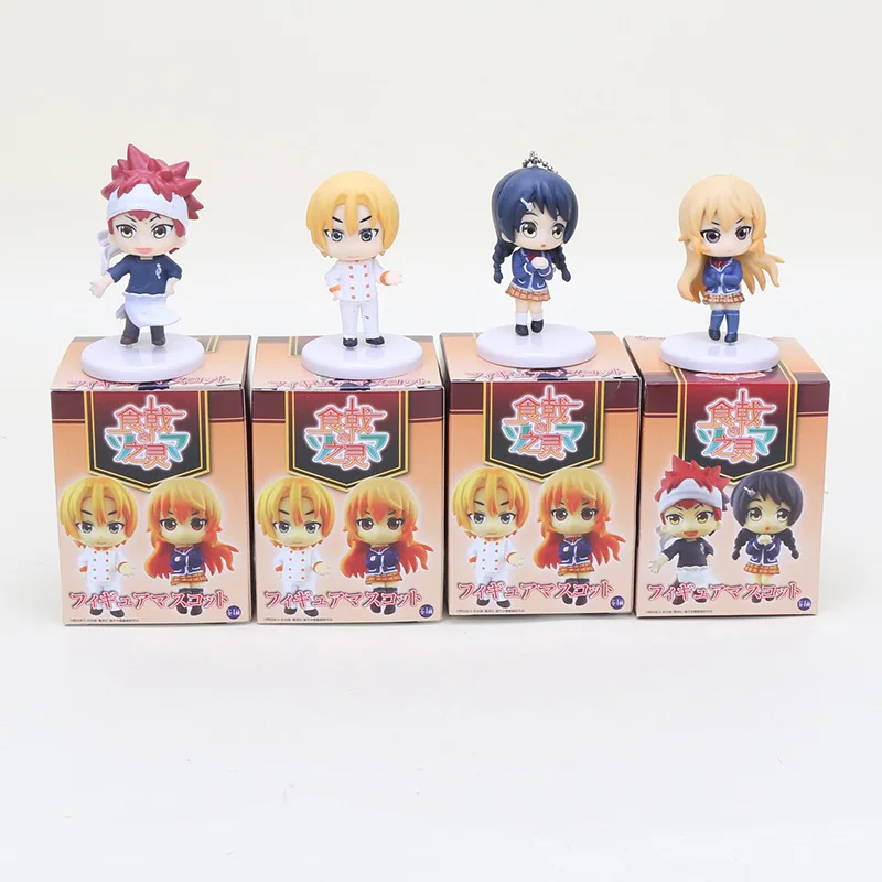 

4pcs/set Shokugeki No Soma figure toys Yukihira Takumi Tadokoro Megumi figure Keychain Anime Doll PVC Model Toy