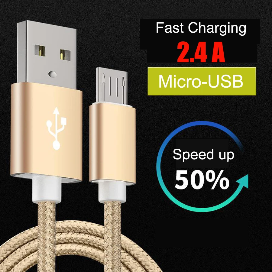 2.4A المصغّر usb كابل شحن سريع لل Xiaomi Redmi شاحن هاتف محمول يعمل بنظام تشغيل أندرويد كابل بيانات لسامسونج S7 مايكرو شاحن