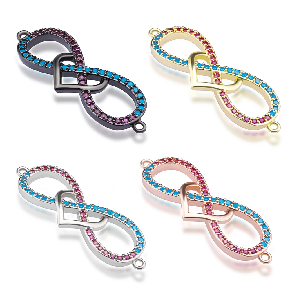 

Infinity Jewelry Supplies Micro Pave Zircon Infinity Charm Connector Accessories For Women Bracelet Necklace Making ZSS405