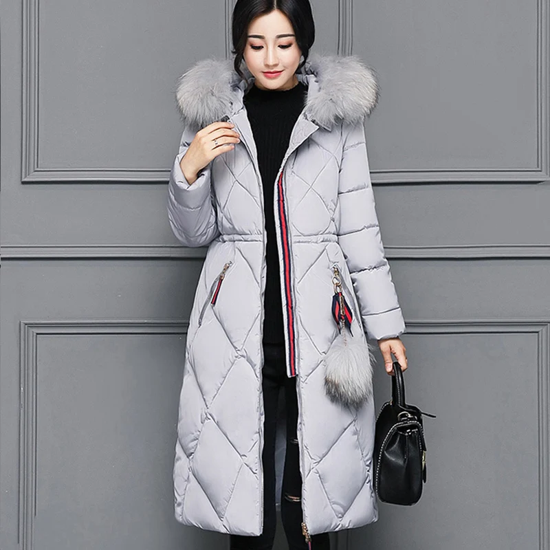 New Women Winter Long Duck Down jacket Female Thickening Warm Clothes Fur Collar Slim Plus Size New Women Winter Long Duck Down jacket Female Thickening Warm Clothes Fur Collar Slim Plus Size