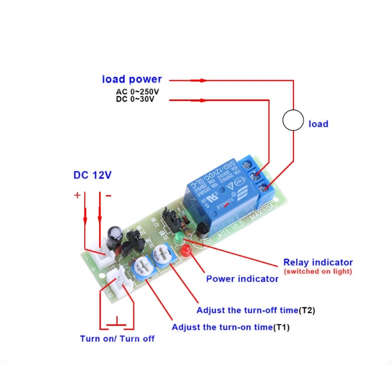ON OFF Modulo Relè Dc 12v Pulsante di Auto-ripristino Ciclo Infinito Relè ad Anello Infinito con Funzione Start//Stop