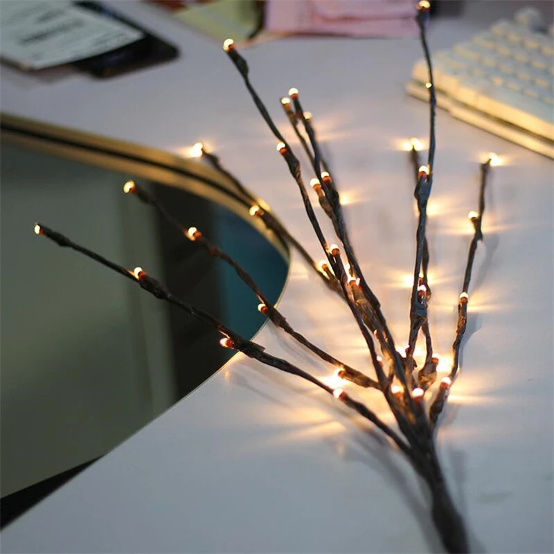 Светодиодный светильник "Ветка ивы" Цветочные Огни на батарейках для дома, рождественская елка, украшения, вечерние, новогодние, праздничные, световые гирлянды, светодиодный