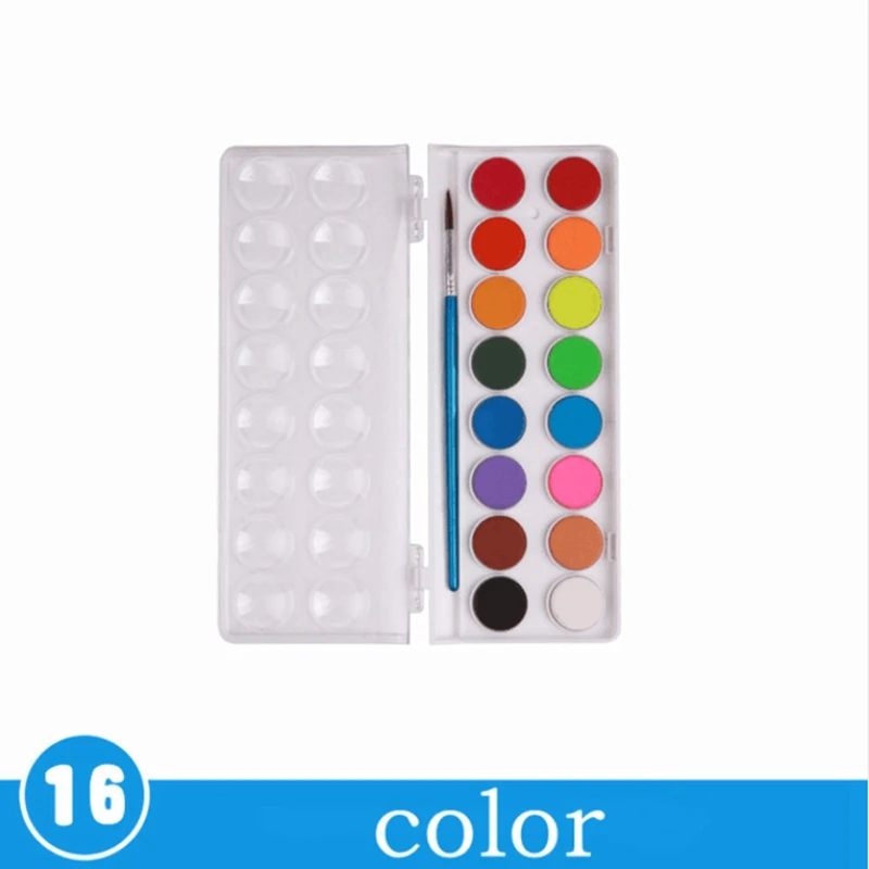 YDNZC Профессиональные портативные Твердые акварельные краски в наборе краски кисти яркий цвет краски ing пигмент комплект, принадлежности для живописи студентов и детей - Цвет: 16 Colors