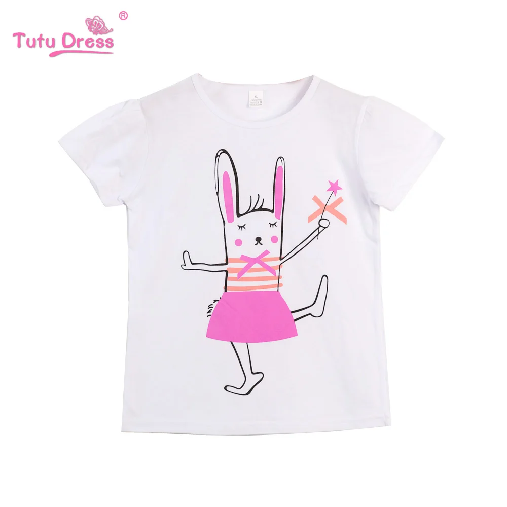 Топы для девочек, летние футболки с короткими рукавами, повседневные хлопковые футболки с рисунком, милая Одежда для девочек - Цвет: T1804