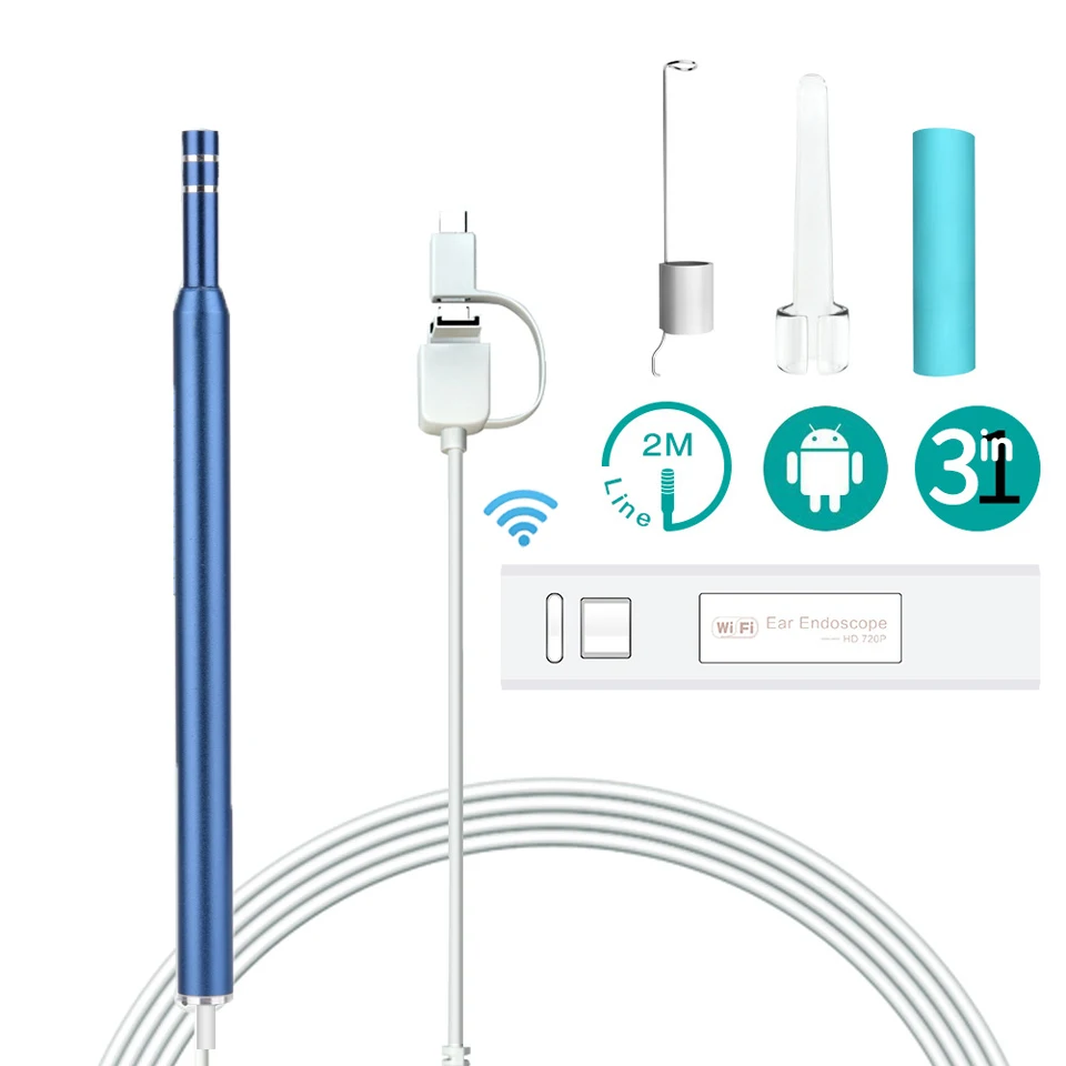 

Wireless Ear Cleaning Endoscope USB Visual Ear Spoon WiFi 5.5mm Mini Camera Android Mac Ear Otoscope Borescope Tool Health Care
