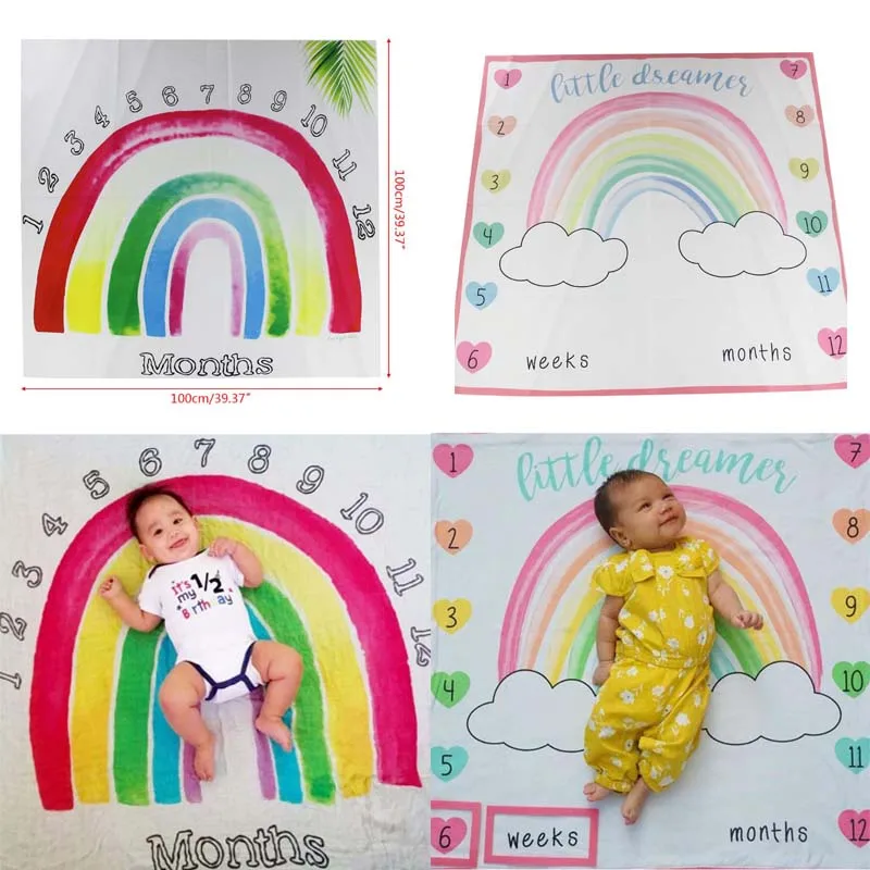 

Newborn Photo Background Cloth Boys and Girls Baby Month Blanket Photography Posing Costume Props Rainbow Gate Pattern