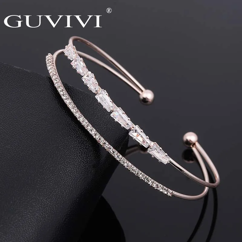Guvivi Открытые Браслеты манжеты для женщин Кристальный Цирконий богемный стиль