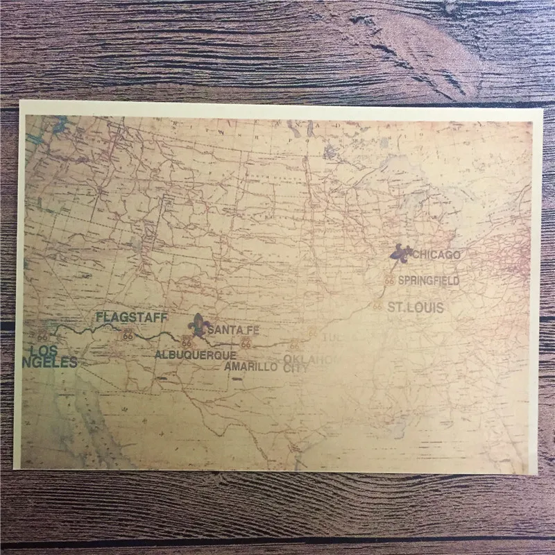

Promotion RMCB-067 back to the future kraft paper "route map" home decor vintgae poster paintings for living room wall 42x30 cm
