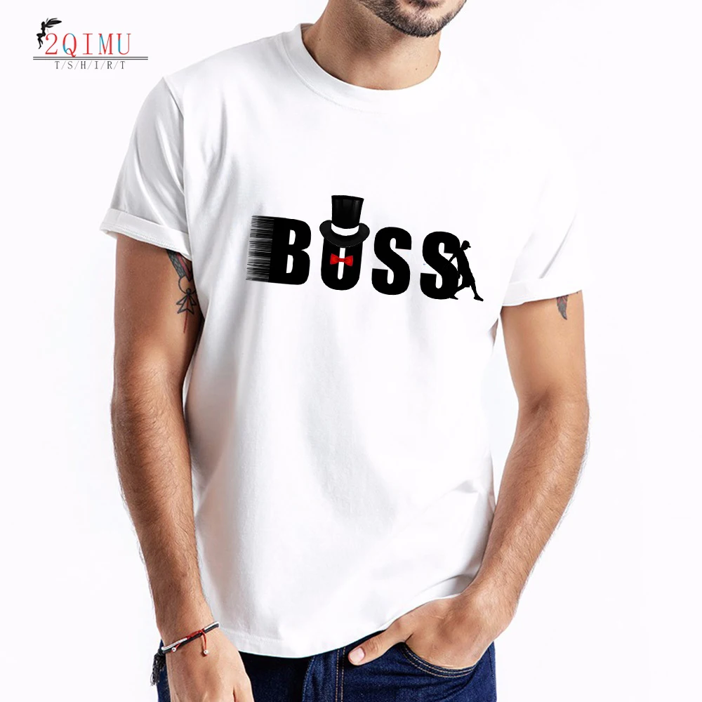 

2QIMU 2019 Simple Creative BOSS Letter Pattern 5 Color Cotton Tees Mens New Arrival Style Short Sleeve Casual O-Neck T-Shirts