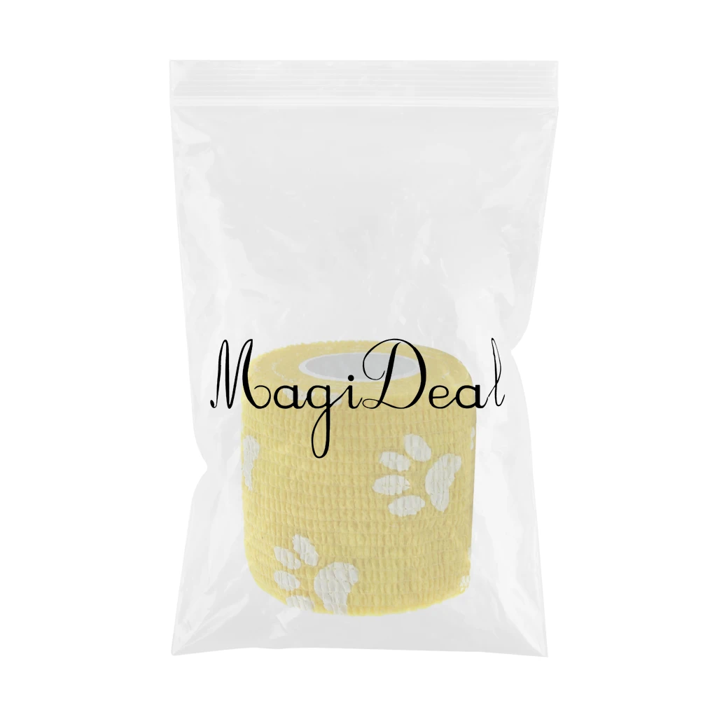 high comfort 4.5m Flexible Medical Care Pet Cat Dog Cohesive Bandage Tape Wrap Yellow High flexibility Permeability
