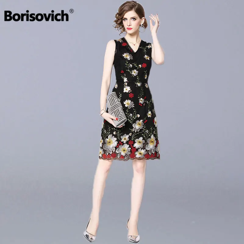 Женское вечернее платье Borisovich Элегантное повседневное Сетчатое без рукавов с v