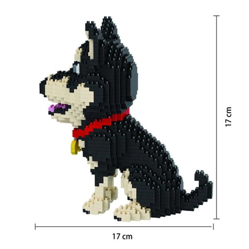 Собака кошка Хаски бульдог Бог богатства животное домашнее животное 3D модель алмаз Мини Строительные подарочные игрушечные блоки