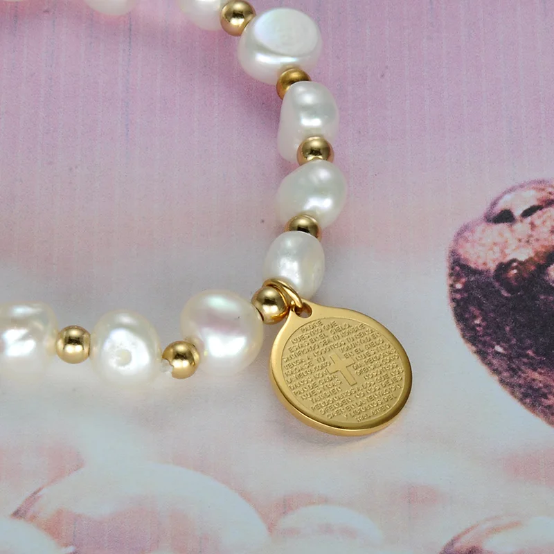 D & Z religion Bible Charm Strand браслет из пресноводного жемчуга золотые браслеты