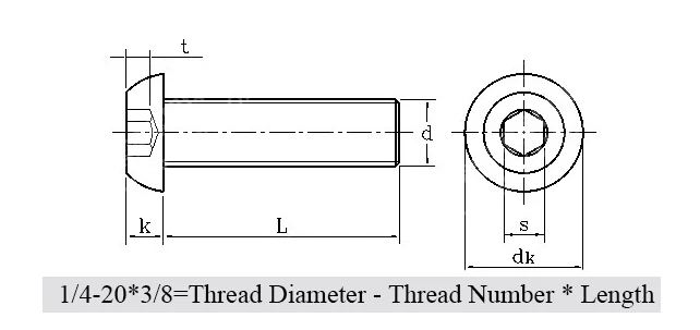 10-32 1/4 5/16 3/8 1/2 Inch 10.9 Grade UNF America Standard Fine Thread Carbon Steel Round Pan Button Head Hexagon Socket Screw