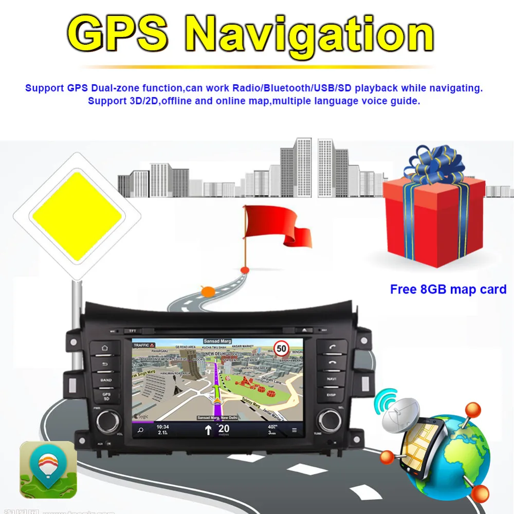 Best 4GB RAM Android 9.0 Octa Core Car PC GPS Radio Stereo with Bluetooth For Nissan Navara 2014-/Nissan NP300 Car Head Unit Wifi 6
