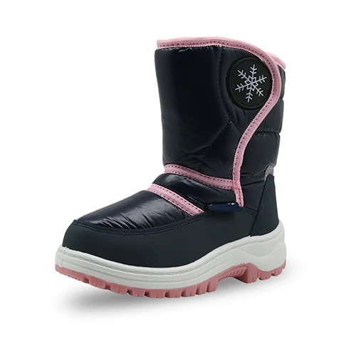 Apakowa/Мягкие плюшевые зимние ботинки для малышей, модная зимняя обувь для маленьких детей Детские теплые водонепроницаемые ботинки до середины икры на липучке - Цвет: navy
