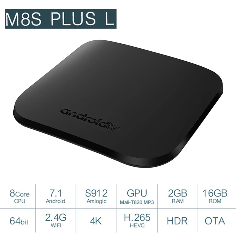 

MECOOL M8S PLUS L Smart TV Box Amlogic S912 Android 7.1 2GB RAM 16GB ROM 2.4G WiFi 100Mbps BT4.2 Support 4K H.265 Set Top Box