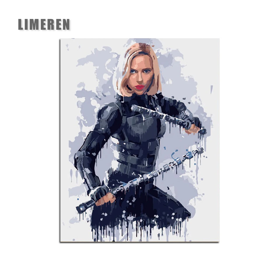 

The Avengers Movie Black Widow DIY Wall Pictures Acrylic Oil Coloring Painting By Numbers On Canvas For Unique Gift Home Decor