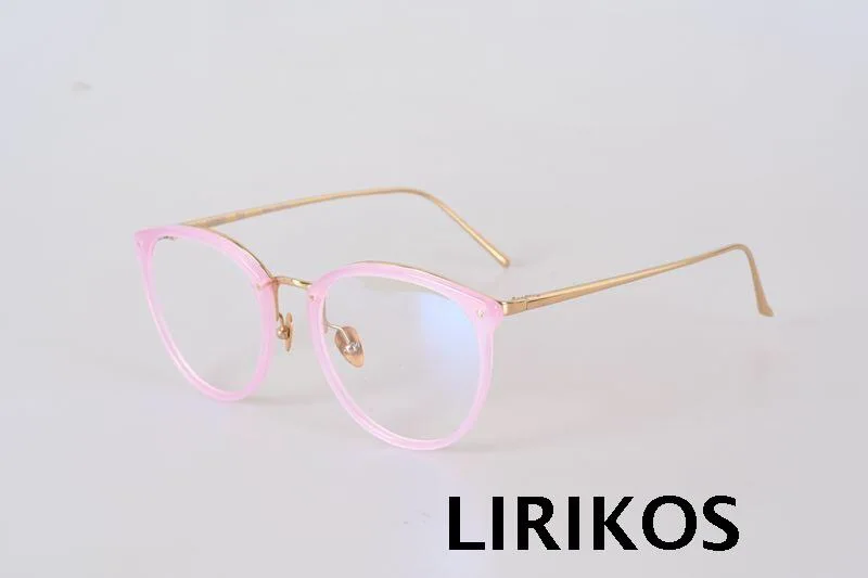 PINK LIRIKOS чистый Титан бабушка шик модный округлые Для женщин очки - Цвет оправы: PINK