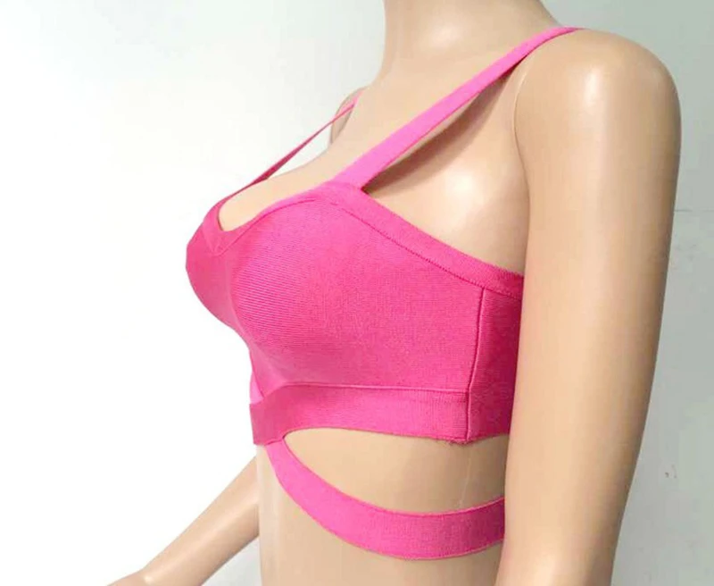 2019 new arrivals womens elastic bandage crop top spaghetti strap busty solid candy color v-neck hot sale  EV1529