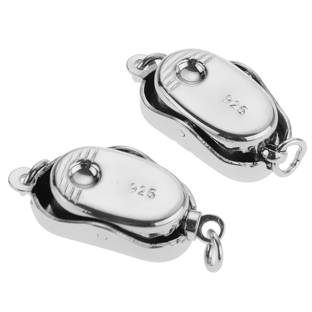 2pcs 925 Sterling Silver Connector Buckle Clasp For DIY Jewelry Makings