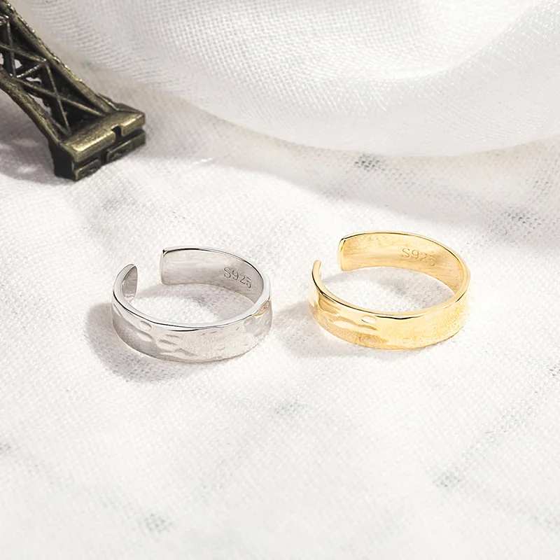 

Silvology 925 Sterling Silver Rock Face Rings Irregular Concave Convex Korea Style Texture Rings For Women Elegant Fine Jewelry