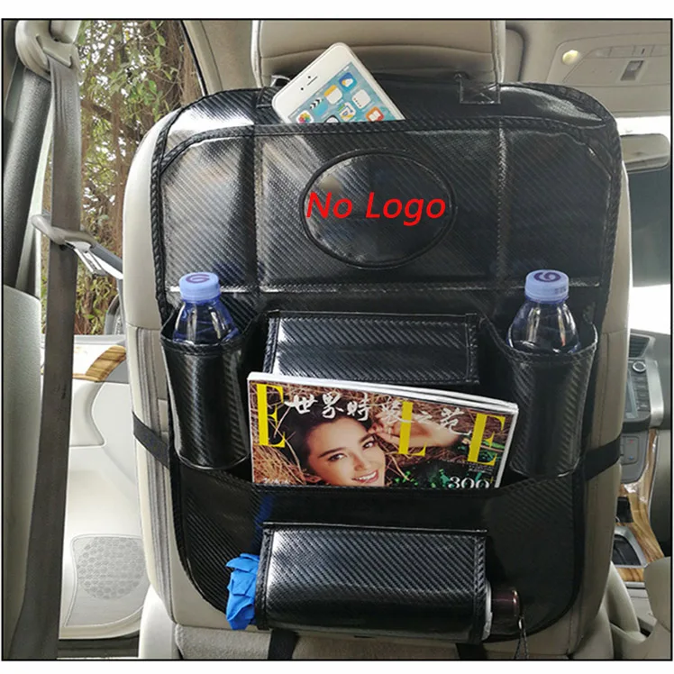 Автомобильная сумка для хранения на спинку сиденья из углеродного волокна, автомобильный Стайлинг для Ford mustang Shelby gt350 gt500 mustang v8, сумка для хранения сидений, аксессуары - Название цвета: style1 brigh No Logo