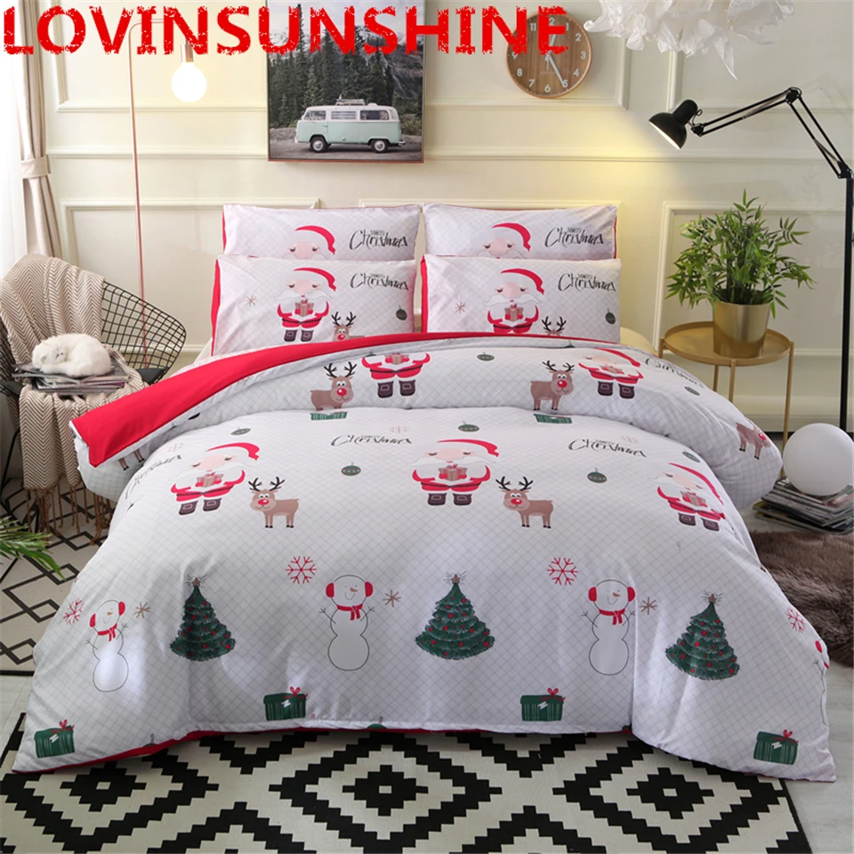 

Home textile Merry Christmas Bedding Set Cartoon Print Duvet Cover Set 3D Cartoon Snowman Santa Claus Deer Print Bed Linens Bed