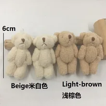 6 cm mini bouquet de pelúcia bonecas de pelúcia articulações urso presente da lembrança do casamento DIY em massa