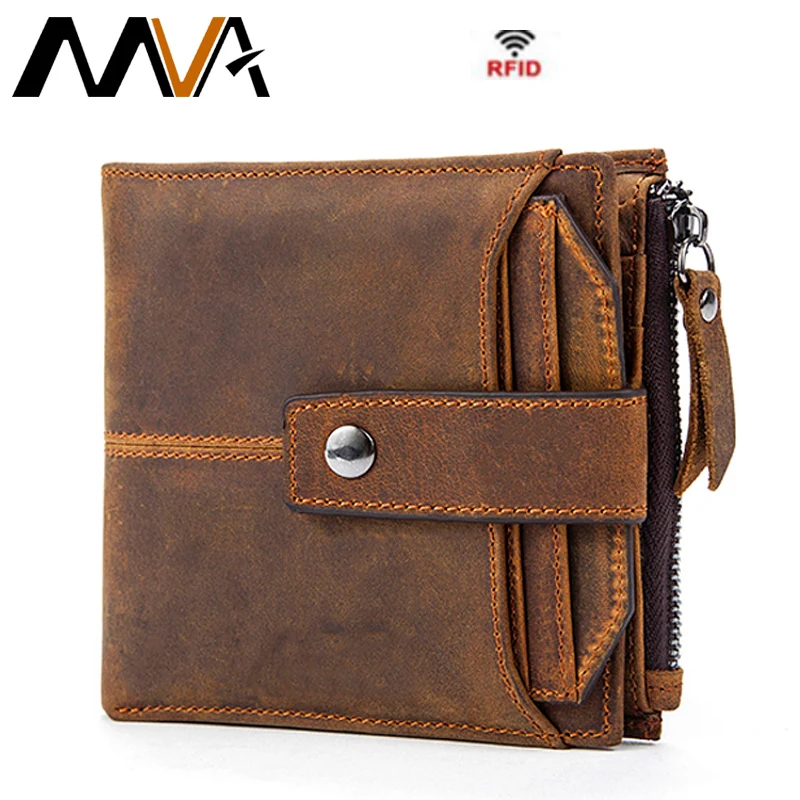 

MVA Genuine Leather Men Wallets Men Wallet Clutch Vintage Male Purse Hasp Short Wallet Money Clip Purses Leather Purse Wallets