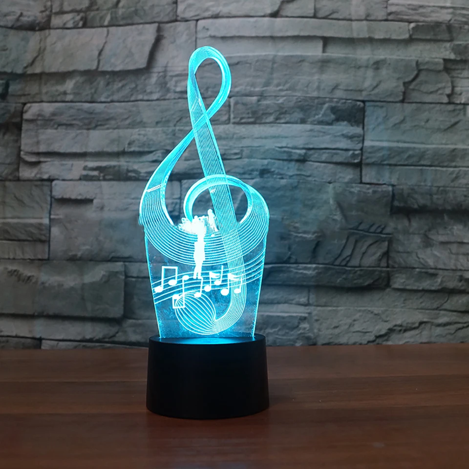 

Fashion USB Art Music Notation Shape Night Light 7 Colors 3D Optical Illusion LED Table Lamp Touch Button Children Home Lighting