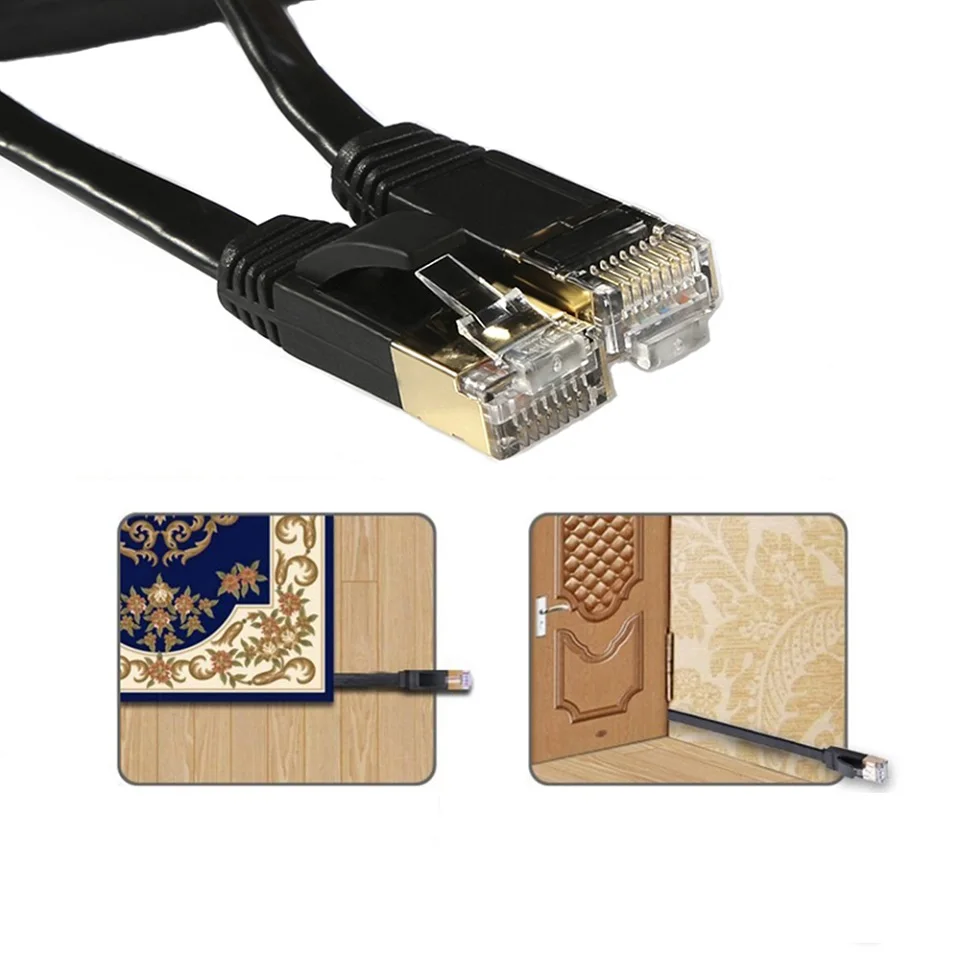 15 м 30 черный Кот 7 плоский Ethernet кабель Cat7 сетевой патч RJ45 экранированный (SSTP) Lan CAT7