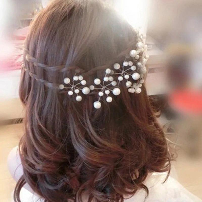 

5Pcs Popular Wedding Bridal Pearl Crystal Rhinestone Hair Pins Bridesmaid Clips Tiara Hair Jewelry Hairwear Hair Accessories
