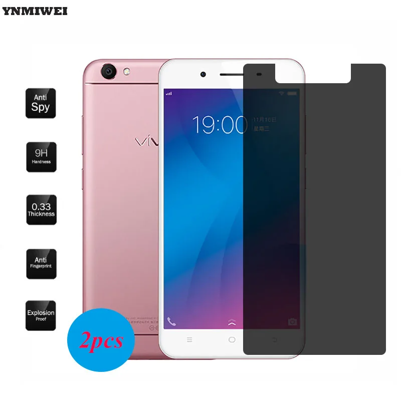 

YNMIWEI 2PCS Anti-Glare Privacy Screen Film For Vivo V5 Y67 Y66 2.5D Tempered Glass Screen Protector For Vivo Y55 Y53 Protection