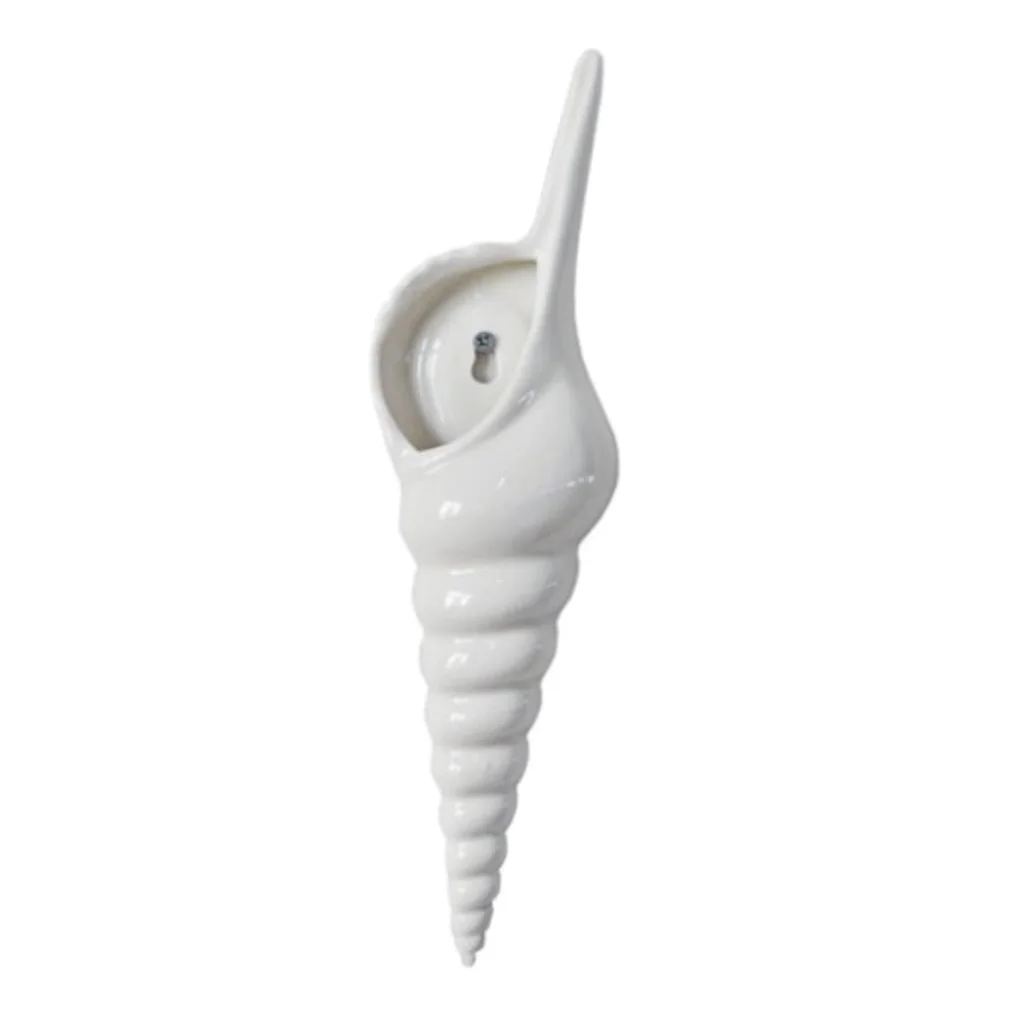 3x Modern White Ceramic Sea Shell Conch Flower Vase Wall Hanging Home Decor