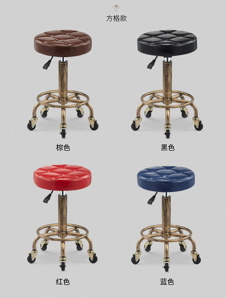Ретро бронзовое парикмахерское кресло из микрофибры и кожи с металлическим поворотом, красивые стулья с высокой эластичностью и губкой, кресла с вышивкой для ногтей