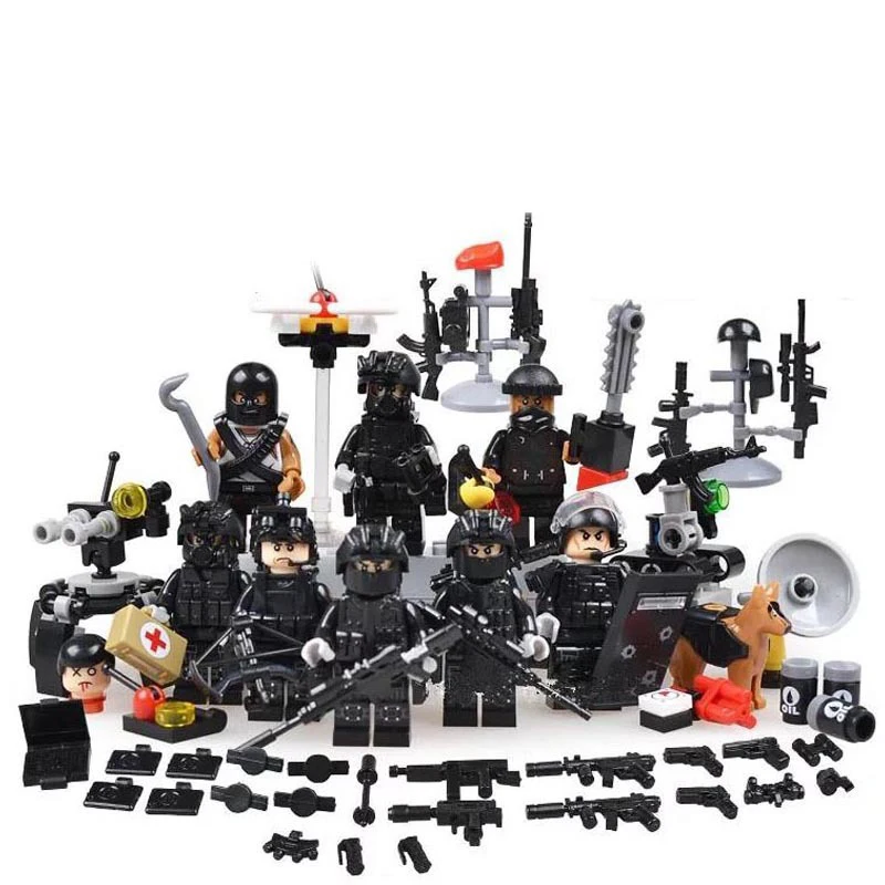 

8Pcs/set world war 2 plastic toy military soldier action figure model Guns Weapons Compatible Legoings Armed Building Blocks Toy
