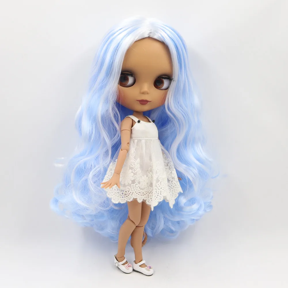 ICY Fortune Days factory blyth Кукла № 136/6005 Обнаженная кукла с темно-синей кожей смешанные белые волосы и матовое лицо соединение тела