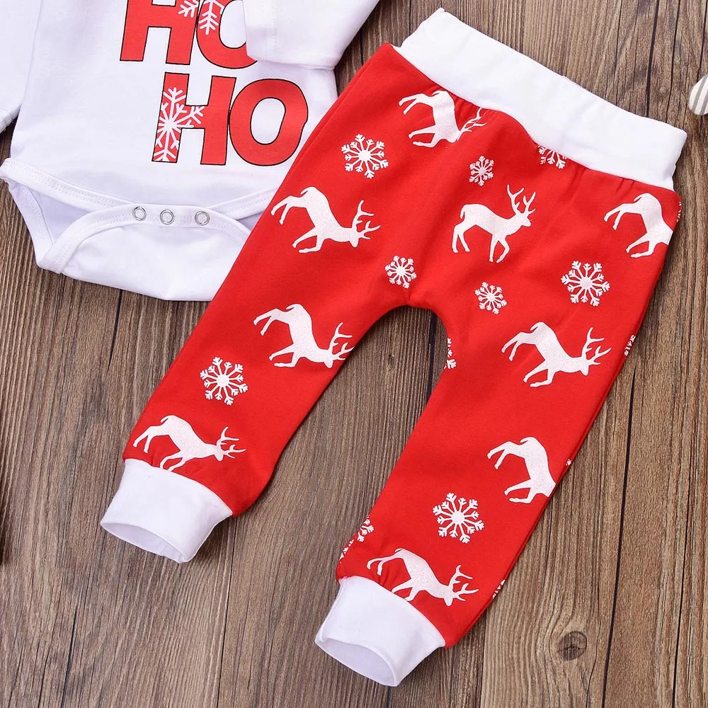 MUQGEW Xmas Newborn Infant Baby Boy Girl Romper Tops+Pants Christmas Deer Outfits Set Newborn Clothes Long Sleeve Winter Clothes