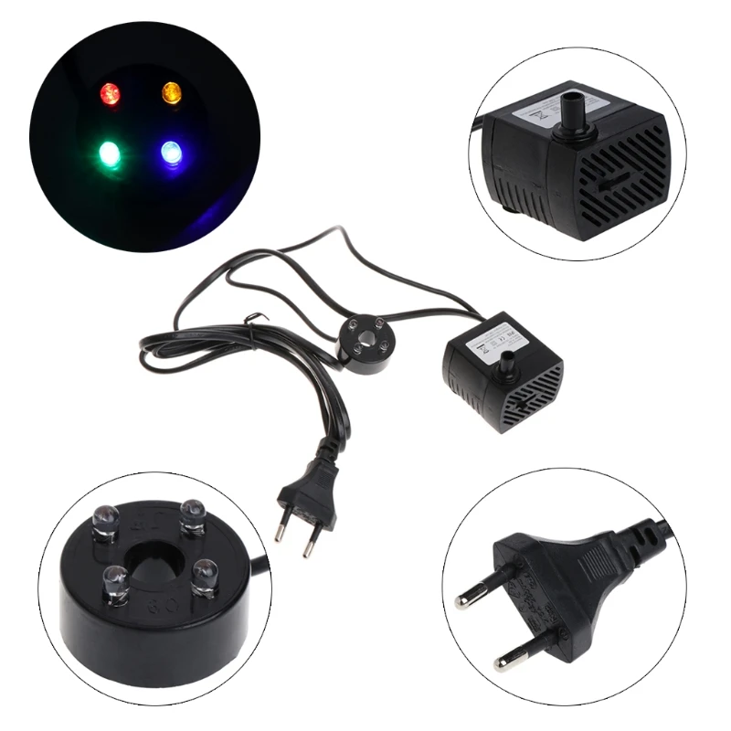 Aquarium 220V 5W EU Plug Submersible Water Pump LED Fish Tank Fountain Fish Pond Tank Aquario