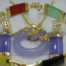 Красивый Многоцветный натуральный зеленый Будда жадеитовая Подвеска Серьги Браслет Набор нефритовый кристалльный ювелирные изделия