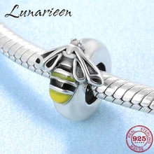 Новинка, 925 пробы, серебряная эмаль, пчела, подвески, пробки, бусины, подходят для Pandora, женский кулон, браслеты, сделай сам, ювелирное изделие, подарок девушке