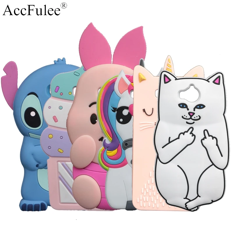 

Cute Stitch Rabbit Horse Case For Huawei Y5 2017 MYA-L02 / Y6 2017 MYA-L22 MYA-L03 5.0" Soft Cat Cover Ice Cream Pig Phone Shell