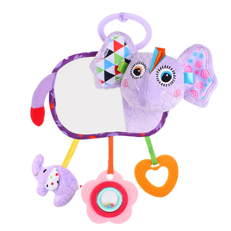 Детская ручная колокольчик, мягкая игрушка, подвесная коляска, кровать, плюшевая кукла, детская погремушка, игрушка с зеркалом Ha-ha, мягкая игрушка для новорожденных - Цвет: elephant