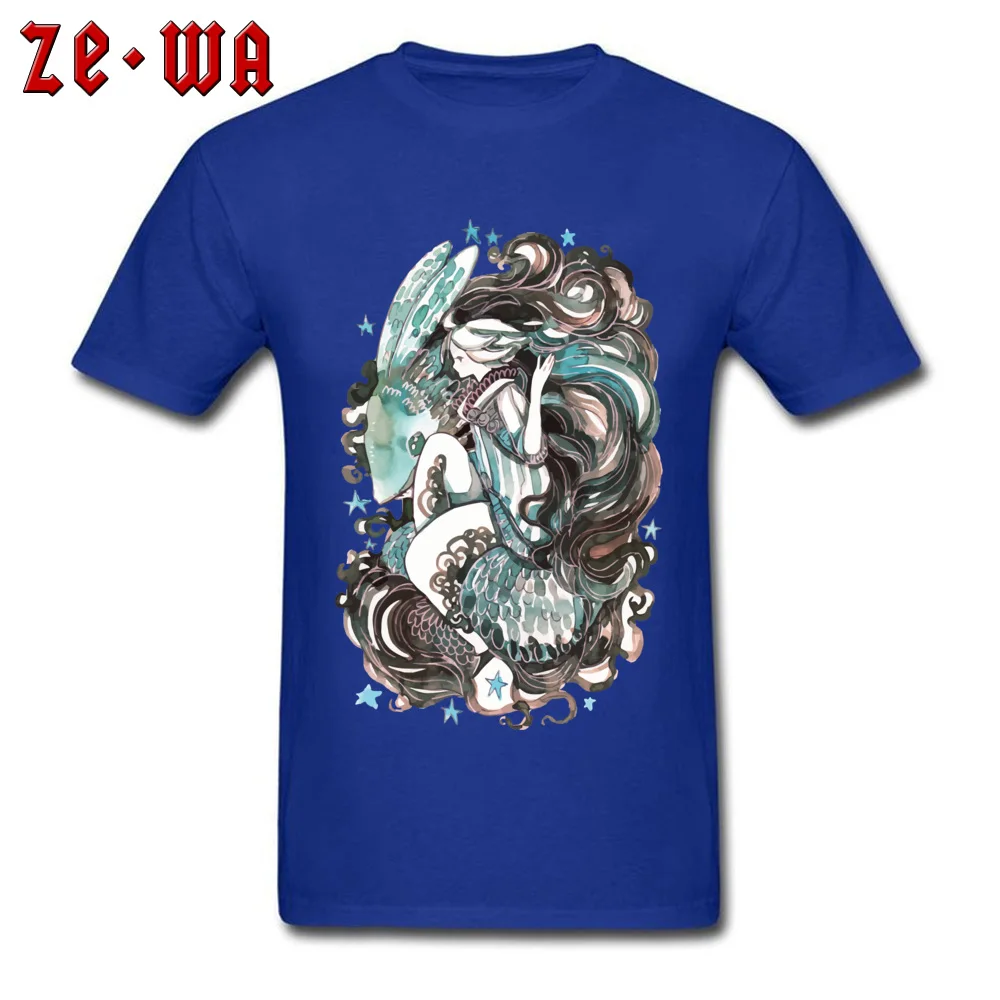 Summer fly fish and girl Gift Short Sleeve Summer T Shirt Rife Round Neck Pure Cotton Tees Man Top T-shirts Drop Shipping fly fish and girl blue