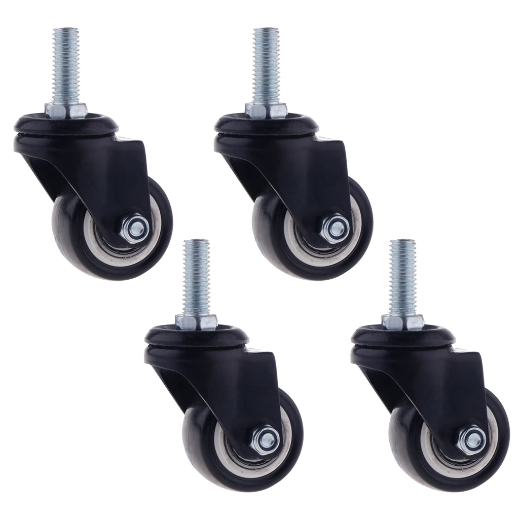 4PCS 1.5'' Mute Rubber Swivel Plate Caster Wheel M10 Universal Replacement 4pcs directional caster 3 inch light duty black rubber caster wheel trolley furniture roller castor