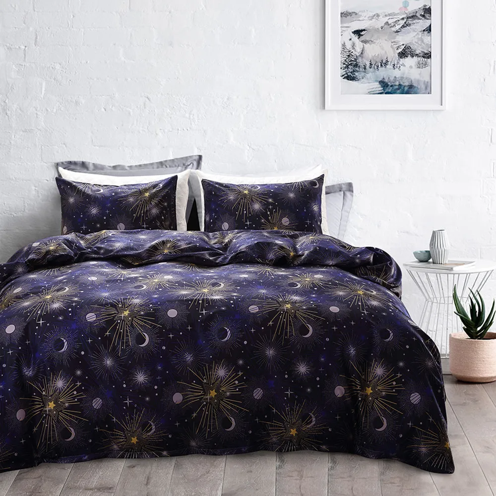 

Home Textile Bedding Set Twin/Queen/King Size Galaxies Graphic Duvet Cover Pillowcase Unfading Stain Resistant Machine Washable